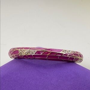 💛 Elegant Pink and Gold Rhinestone Bangle Bracelet